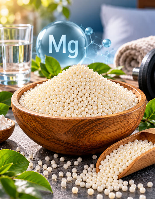 Magnesium glycinate with FSSAI Form II approval, 30% water soluble grade, taste masked
